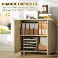 Vinsetto Mobile Ufficio Portadocumenti Multiuso con Serratura, 2 Ante e Mensola Interna, 80x40x80 cm, Rovere(m-4)