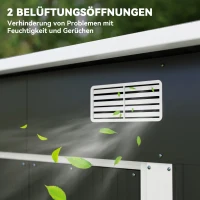 Outsunny Gerätehaus Metall 2,3 m² 207 x 130 x 182 cm Geräteschuppen mit Pultdach Fenster Bodenrahmen Schwarz(m-7)