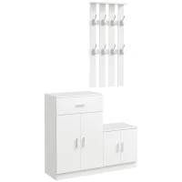 Homcom Cuier Hol Lemn Alb – 100×32×187 cm cu Dulap & Rafturi(m-1)