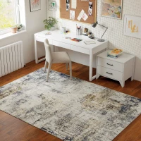 HOMCOM Wohnzimmerteppich, Polyester, modernes künstlerisches Muster, waschbar, Grau(m-9)
