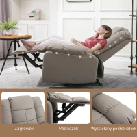 HOMCOM fotel do masażu fotel telewizyjny fotel z funkcją masażu sztuczna skóra drewno metal pianka kolor szary 94 x 99 x 99 cm(m-7)