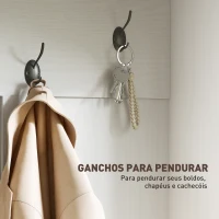 HOMCOM Móvel Cabide de Entrada com Banco Sapateira 5 Ganchos 3 Prateleiras Armário e Compartimentos Estilo Rústico 105x40x180 cm Branco(m-5)