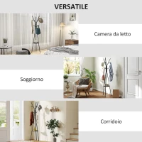 HOMCOM Appendiabiti da Terra Verticale Moderno per Ingresso, 45x45x180cm, Nero(m-6)