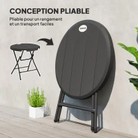 Outsunny Table de jardin ronde table de salle à manger extérieur pour 4 personnes avec plateau en HDPE et cadre en acier(m-4)