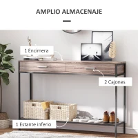 HOMCOM Consola Recibidor Estrecha Mesa Auxiliar Estrecha para Puerta de Entrada 120x30x81,5 cm Estilo Industrial Imitación Roble(m-4)