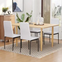 Homcom Set 4 Scaune Moderne – Alb, Metal & Textil pentru Camera de Zi(m-8)