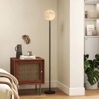 HOMCOM Lampada da Terra con Paralume a Forma di Luna, Interruttore a Pedale, 3 Temperature di Colore, Metallo, Nero(m-3)