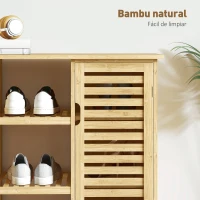 HOMCOM Sapateira de Bambu em Ripas com Prateleiras e Compartimentos Abertos para 9 Pares de Sapatos 100x33x86 cm Madeira(m-5)
