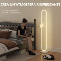 HOMCOM Lampada da Terra a LED a forma di Nota Musicale con Luminosità Regolabile e Pedale, 28x28x145 cm, Bianco(m-5)