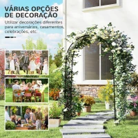 Outsunny Arco de Jardim de Aço para Decoração Arco de Casamento Desenho Espiral de Coração para Plantas Trepadeiras 125x37x230 cm Preto(m-6)