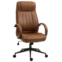 Vinsetto Silla de Escritorio Giratoria con Altura Ajustable Reposacabezas Reposabrazos y Respaldo 65x71,5x114-122 cm Marrón