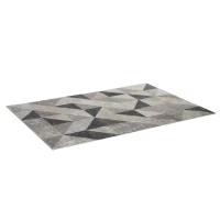 HOMCOM Alfombra de Salón Moderna de Terciopelo 230x160 cm Alfombra Geométrica para Dormitorio Oficina Gris(m-1)