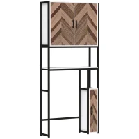 HOMCOM Mueble sobre Inodoro Armario sobre Inodoro con Estantes Ajustables y Compartimento Abierto 79,5x23x178 cm Multicolor(m-1)