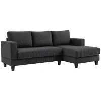HOMCOM Ecksofa, L-förmiges 3-Sitzer-Sofa mit Chaiselongue, Holzkonstruktion, 8 Beine, Cordstoff, Schaumstoffpolsterung, Grau(m-1)