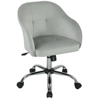 HOMCOM 46-56 cm Velvet-feel Office Chair - Grey(m-1)