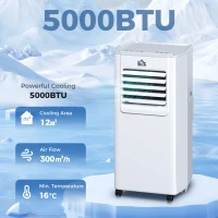 HOMCOM 5000 BTU Portable Air Conditioner, 4-in-1 Air Conditioning Unit, Dehumidifier, Cooling, Fan, Sleep Mode, with Remote Control, 2 Speeds, 24H Timer, Window Venting Kit, 12m²(m-2)