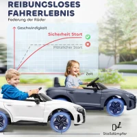 HOMCOM Kinder-Elektroauto mit Fernbedienung, Sicherheitsgurt, Hupe, Musik, Scheinwerfer, bis 5 km/h, 3-5 Jahre, Grau(m-7)