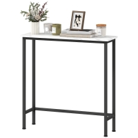 HOMCOM Console d'Entrée Étroite avec Surface Effet Marbre et Cadre en Métal 75x24x76 cm Blanc et Noir