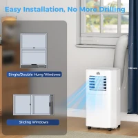 HOMCOM 5000 BTU Portable Air Conditioner, 4-in-1 Air Conditioning Unit, Dehumidifier, Cooling, Fan, Sleep Mode, with Remote Control, 2 Speeds, 24H Timer, Window Venting Kit, 12m²(m-8)