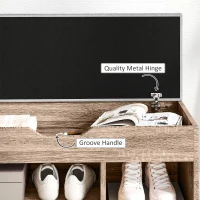 HOMCOM Shoes Cabinet Bench Hidden Storage Padded Seat Organiser Footwear Rack Hallway Grey Wood Grain(m-6)