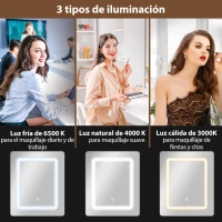 HOMCOM Tocador de Maquillaje con Luces LED de Color Ajustable y Espejo Lateral Abatible Cajón Compartimentos Abiertos Blanco(m-4)