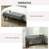HOMCOM Panca Fondo Letto a Trapunta in Tessuto Effetto Velluto a Coste e Acciaio, 100x36x45 cm, Grigio(m-6)