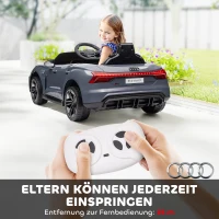 HOMCOM Kinder-Elektroauto mit Fernbedienung, Sicherheitsgurt, Hupe, Musik, Scheinwerfer, bis 5 km/h, 3-5 Jahre, Grau(m-5)
