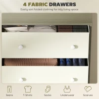 HOMCOM Chest of Drawers, Dresser with 4 Fabric Drawers - White and Grey(m-4)
