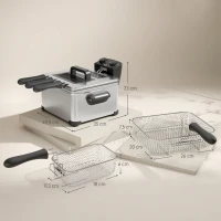 HOMCOM Friteuse 5 litres avec température et minuterie réglables 2000 W panier à huile amovible et fenêtre de visualisation(m-3)