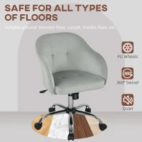 HOMCOM 46-56 cm Velvet-feel Office Chair - Grey(m-5)