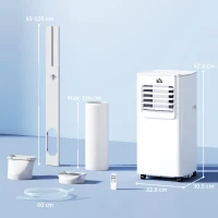 HOMCOM 5000 BTU Portable Air Conditioner, 4-in-1 Air Conditioning Unit, Dehumidifier, Cooling, Fan, Sleep Mode, with Remote Control, 2 Speeds, 24H Timer, Window Venting Kit, 12m²(m-3)