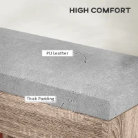 HOMCOM Shoes Cabinet Bench Hidden Storage Padded Seat Organiser Footwear Rack Hallway Grey Wood Grain(m-4)