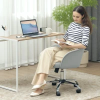 HOMCOM 46-56 cm Velvet-feel Office Chair - Grey(m-2)