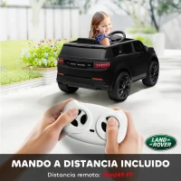 AIYAPLAY Coche Eléctrico para Niños con Licencia Land Rover Discovery Sport Batería 12V Mando a Distancia Faros y Música Negro(m-7)