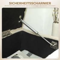 HOMCOM Sitzbank im Vintagedesign, Schuhbank, versteckter Stauraum, Kaschmir-Optik, Beige + Schwarz(m-7)