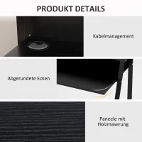 HOMCOM Schreibtisch, Computertisch mit Ablage und Kabel Management, moderner Schreibtisch mit Metallgestell für Arbeitszimmer, Schlafzimmer, Home Office, 84 x 45 x 85 cm, Schwarz(m-6)