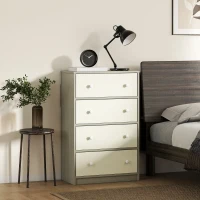 HOMCOM Chest of Drawers, Dresser with 4 Fabric Drawers - White and Grey(m-2)