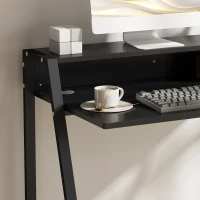HOMCOM Schreibtisch, Computertisch mit Ablage und Kabel Management, moderner Schreibtisch mit Metallgestell für Arbeitszimmer, Schlafzimmer, Home Office, 84 x 45 x 85 cm, Schwarz(m-8)