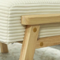 HOMCOM Taburete de asiento con cojín suave patas de madera reposapiés con diseño de cordón crema(m-5)