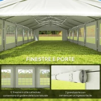 Outsunny Tendone da Giardino con Pareti Removibili, in Acciaio e PP, 12x6x3.2 m, Bianco(m-5)