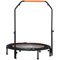 HOMCOM Trampolino Elastico Pieghevole Ø102 cm con Maniglia Regolabile Struttura in Acciaio per Allenamento Gambe Corpo, Nero e Arancione(m-5)