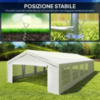 Outsunny Tendone da Giardino con Pareti Removibili, in Acciaio e PP, 12x6x3.2 m, Bianco(m-6)