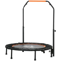 HOMCOM Trampolino Elastico Pieghevole Ø102 cm con Maniglia Regolabile Struttura in Acciaio per Allenamento Gambe Corpo, Nero e Arancione(m-1)