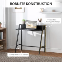 HOMCOM Schreibtisch, Computertisch mit Ablage und Kabel Management, moderner Schreibtisch mit Metallgestell für Arbeitszimmer, Schlafzimmer, Home Office, 84 x 45 x 85 cm, Schwarz(m-5)