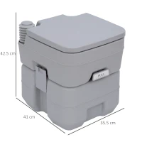 HOMCOM Campingtoilet, 20 L Mobiel WC, Campingtoilet met spoel- en afvoertank, 35,5 x 41 x 42,5 cm, plastic, grijs(m-3)