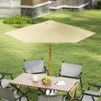 Outsunny Ombrellone da Giardino 2.5x2.3 m a 6 Stecche in Legno Laccato e Poliestere, Beige(m-2)