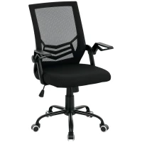 Vinsetto Mesh Office Chair, Computer Desk Chair with Flip-up Armrests, Lumbar Back Support and Swivel Wheels, Black(m-1)