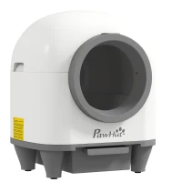 PawHut Litière Auto-Nettoyante pour Chats 1-5 kg avec Boîte à Fragrance et Sacs, en PP, 55,5x51x58,5 cm, Blanc et Gris(m-1)