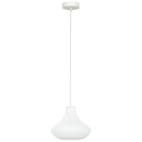 HOMCOM Candeeiro Suspensoo Moderno Candeeiro de Teto com Ecrã de Impressão 3D Iluminação para Sala de Jantar Ø20,5x17,5 cm Branco(m-1)