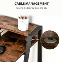 Vinsetto Home Office Chair and Computer Desk Set, Mesh Chair with Swivel Wheels, Study Desk with Storage Shelf, Rustic Brown and Black(m-8)